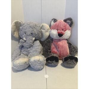 2018-2019 Animal Adventures Soft Stuffed Grey Elephant And Red Fox Plush Lot-2